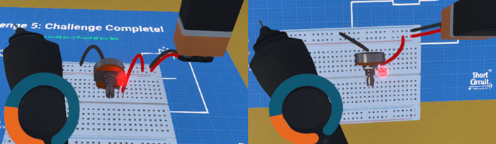 screenshots of side view and top view of a possible solution for challenge 5