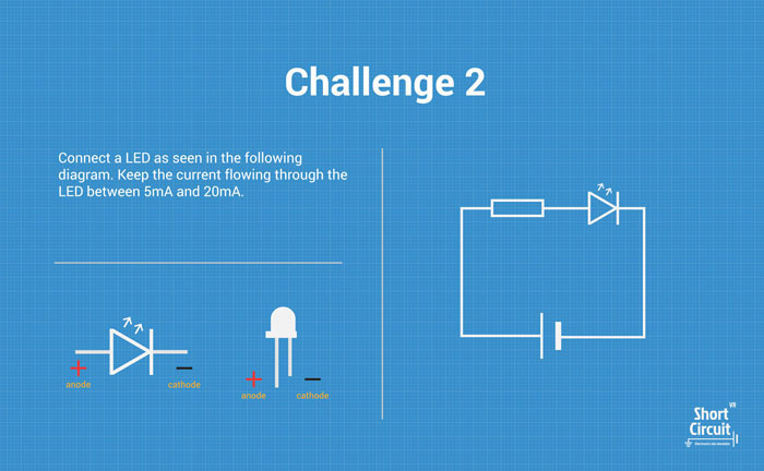 tablemat with challenge 2 description, extra info and circuit diagram