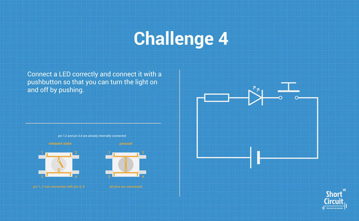 tablemat with challenge 4 description, extra info and circuit diagram