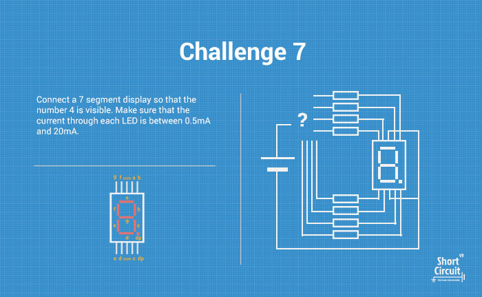 tablemat with challenge 7 description, extra info and circuit diagram